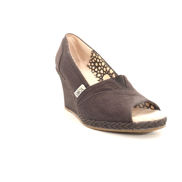 TOMS Vegan Sandals Spadriles Wedges Heel Brown Wome's 6 ($)3712 - Picture 5 of 7